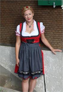 Dirndl Kurz rot/schwarz - Gr.42