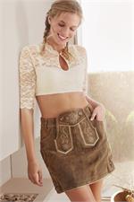 Dirndlbluse 3/4 Arm mit Spitze champagner Annette - Gr.40