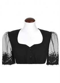 Dirndlbluse Begonia mit Spitze schwarz - Gr.34