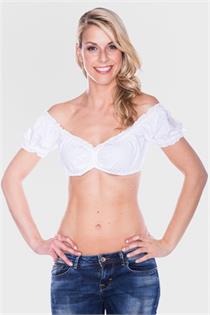 Dirndlbluse Herzenssache ecru mit Herzmotiv - Gr.44