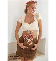 Dirndlbluse mit Flügelarm und Spitzen champagner