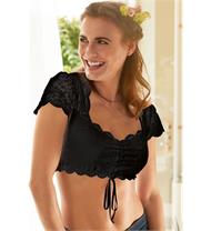 Dirndlbluse mit Flügelarm und Spitzen schwarz