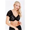 Dirndlbluse schwarz Spitzen - Gr. 32