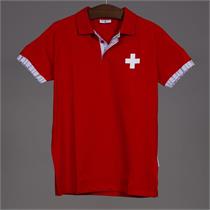 Edelvetica Herren Poloshirt rot mit Schweizerkreuz - S