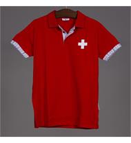 Edelvetica Herren Poloshirt rot mit Schweizerkreuz