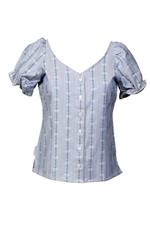 Edelweissbluse Rosalie kurzarm hellblau - Gr. 36