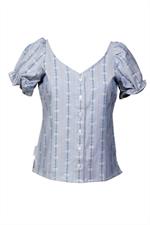 Edelweissbluse Rosalie kurzarm hellblau - Gr. 46