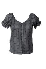 Edelweissbluse Rosalie kurzarm schwarz - Gr. 46