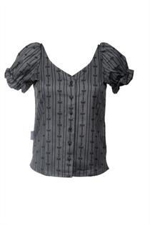 Edelweissbluse Rosalie kurzarm schwarz - Gr.52