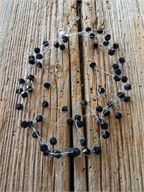 Halskette Perlen fein schwarz