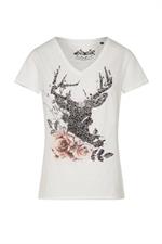 Hangowear Damenshirt Amber offwhite mit Hirsch - XL