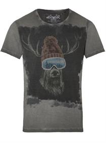 Hangowear, T-Shirt Ski Hirsch grau - S