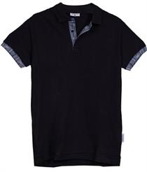 Herren Poloshirt schwarz mit Edelweiss grau - 3XL