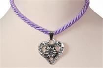 Herz Stein/Kordel dick - flieder