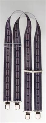 Hosenträger grau mit Edelweissmuster - 105cm