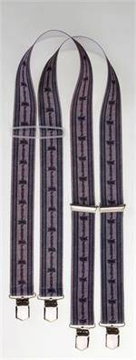 Hosenträger grau mit Edelweissmuster - 105cm