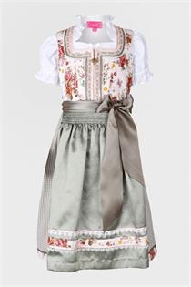 Kinderdirndl inklusive Bluse beige/grün - Gr.134