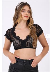 Krüger Dirndlbluse Carina schwarz mit Spitze KA - Gr.32