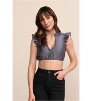 Krüger Dirndlbluse Flügelarm Leda blau