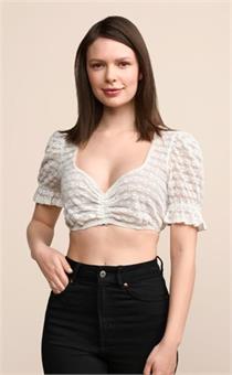 Krüger Dirndlbluse KA Deike Spitze ecru - Gr.48