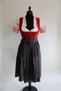 Rose Dirndl Midi rot schwarz - Gr.44