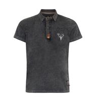 Trachten Poloshirt anthrazit mit Print auf dem Rücken