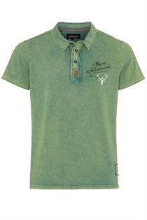Trachten Poloshirt grün mit Print auf dem Rücken - S