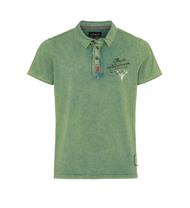 Trachten Poloshirt grün mit Print auf dem Rücken