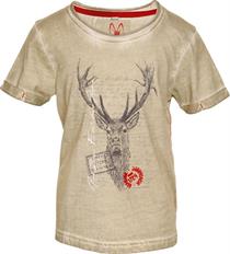 Trachten T-Shirt Jagdliebe beige mit Hirschmotiv - M