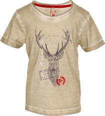 Trachten T-Shirt Jagdliebe beige mit Hirschmotiv - S