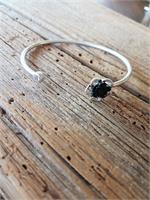 Trachtenarmband mit Blume - 50 schwarz