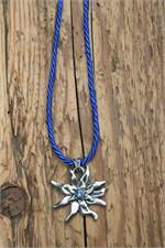Trachtencollier mit dünner gedrehter Kordel und Edelweissanhänger - 43 royal