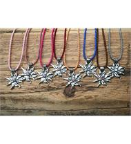 Trachtencollier mit dünner gedrehter Kordel und Edelweissanhänger