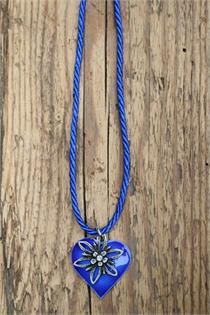 Trachtencollier mit gedrehter Kordel und Herz/Edelweissanhänger - 43 royal