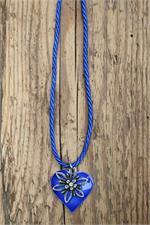 Trachtencollier mit gedrehter Kordel und Herz/Edelweissanhänger - 43 royal