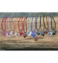 Trachtencollier mit gedrehter Kordel und Herz/Edelweissanhänger