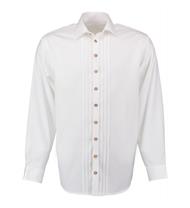 Trachtenhemd Comfort Fit Langarm weiss mit Biesen