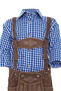 Trachtenhemd Regular Fit blau kariert - Gr.80