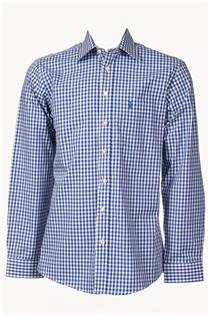 Trachtenhemd Regular Fit jeans klein kariert - Gr. 45/46