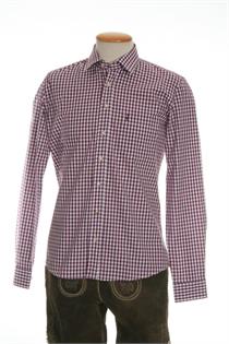 Trachtenhemd Slim Fit aubergine klein kariert - Gr. 43/44