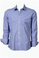 Trachtenhemd Slim Fit jeans klein kariert - Gr. 37/38