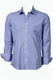 Trachtenhemd Slim Fit jeans klein kariert - Gr. 39/40 Trachtenhemd Slim Fit jeans klein kariert - Gr. 39/40