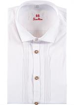 Trachtenhemd Slim Fit Langarm weiss mit Biesen - Gr.39/40