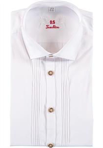 Trachtenhemd Slim Fit Langarm weiss mit Biesen - Gr.43/44