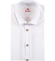 Trachtenhemd Slim Fit Langarm weiss mit Biesen