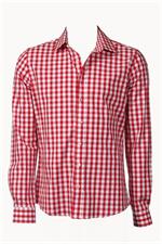 Trachtenhemd Slim Fit rot gross kariert - Gr. 39/40