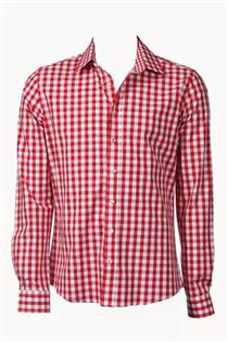 Trachtenhemd Slim Fit rot gross kariert - Gr. 39/40