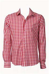 Trachtenhemd Slim Fit rot gross kariert - Gr. 43/44