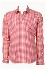 Trachtenhemd Slim Fit rot klein kariert - Gr. 39/40