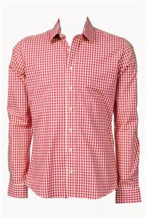 Trachtenhemd Slim Fit rot klein kariert - Gr. 43/44 Trachtenhemd Slim Fit rot klein kariert - Gr. 43/44